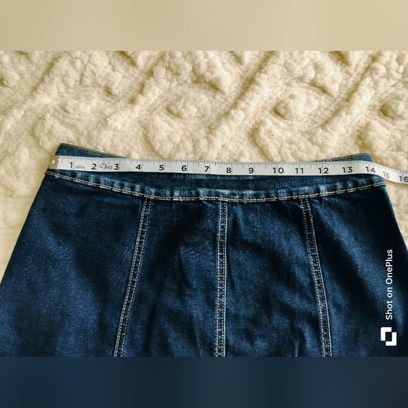 Mudd blue skirt denim stretch button front A-line size 7 - Picture 7 of 9